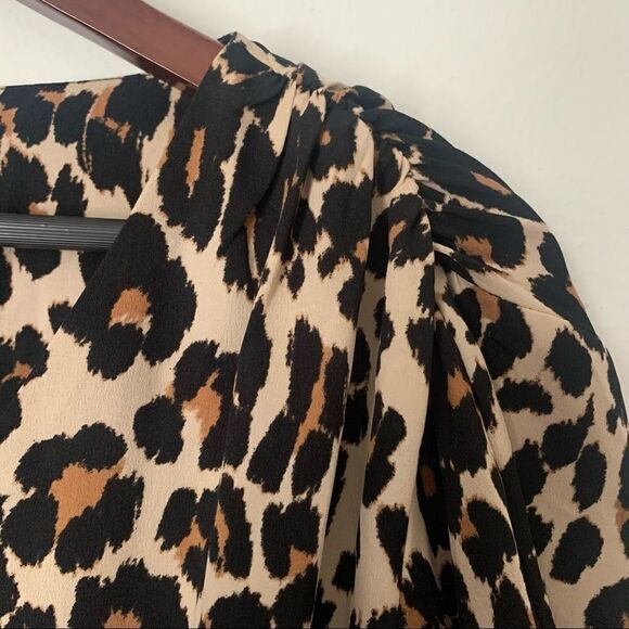 Lane Bryant Wide Sleeve Front Tie Animal Print Blouse Top Tunic - Picture 2 of 7